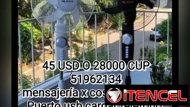 Ventilador recargable milexus Puerto de carga luces led3 velocidades en 45 usd