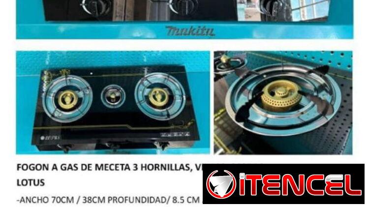 Cocina de gas 3 hornillas de vidrio