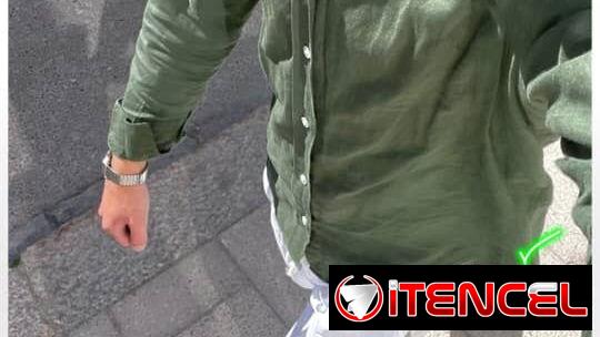 Camisa verde olivo de lino manga largas y mangas cortas , Camisa verde pastel , pantalón verde , pantalón negro de lino