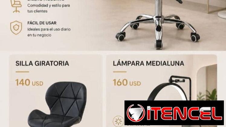 Sillas y sillones de peluquería y Barbería,lavacabezas,camilla y lámpara medialuna