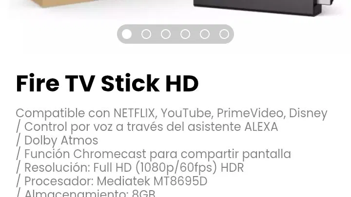 Fire TV Stick HD. Compatible con NETFLIX, YouTube, PrimeVideo, Disney. Nuevo