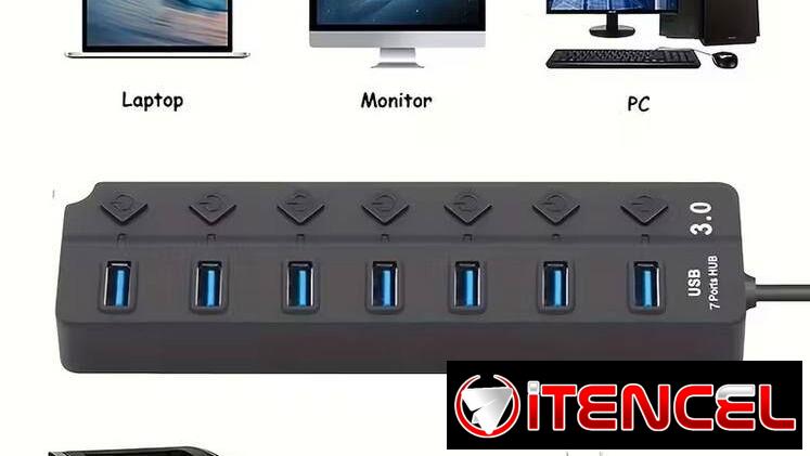 🔌 Hub USB 3.0 – 7 Puertos con Interruptores