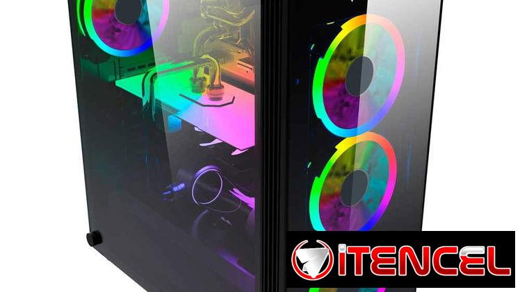 Chasis Gaming OCELOT (OGMC01) Cristal Templado Delante y Lateral, tres Fanes RGB, Nuevo a estrenar