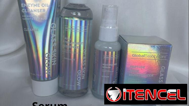 Conjunto de exfoliante, limpiador facial , serum y gel hidratante