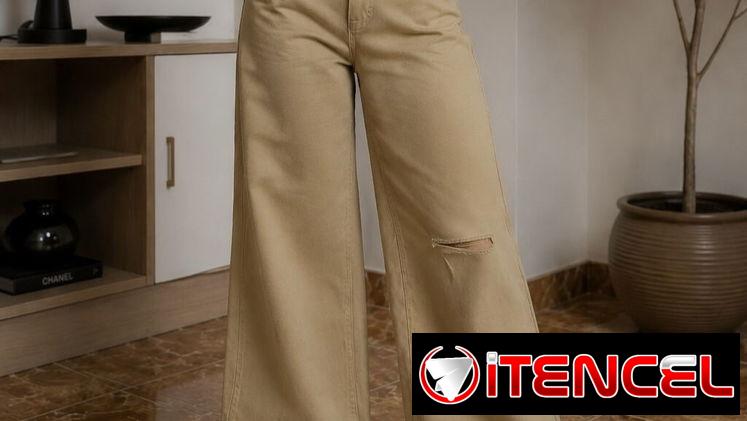 pantalones anchos de mujer, pantalón de mujer, pantalón ancho de mujer, pantalón beis, boyfriend, pantalones rotos