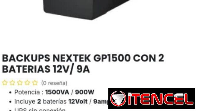 Backups Nextek GP 1500 con 2 batería 12V/9ah mensajería incluida