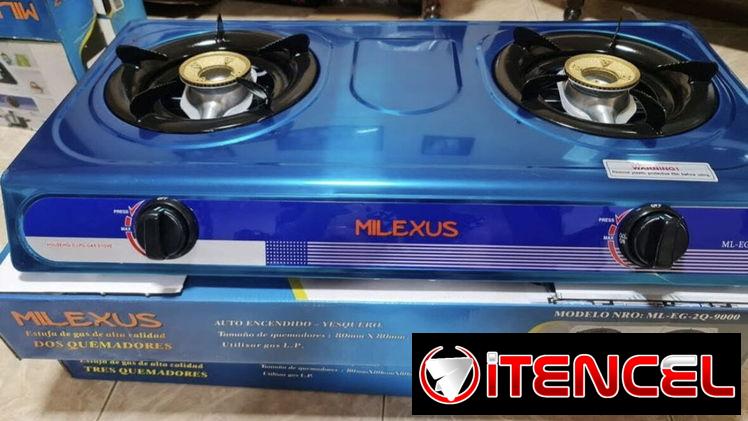 Cocina de Gas de 2 hornillas de acero inoxidable con encendido de magneto Marca: MILEXUS