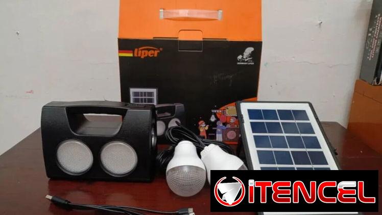 Lámpara recargable + panel solar y bombillos