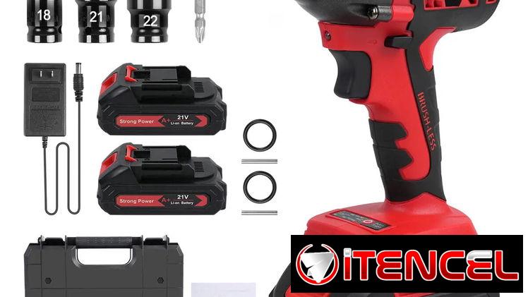 Taladro Atornillador Inalámbrico Llave De Impacto Pistola 12.7mm Linsen Bs01 Con 2 Baterías Con Maletín