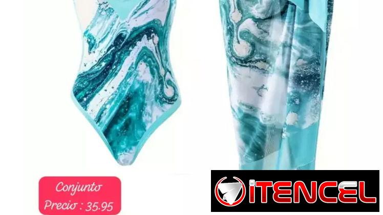 ✨Trusa enteriza estampada color verde aqua con estampado ✨