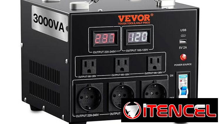 Transformador Convertidor de Voltaje VEVOR 3000VA 110V 220V Step Up Down Automático Negro 220$