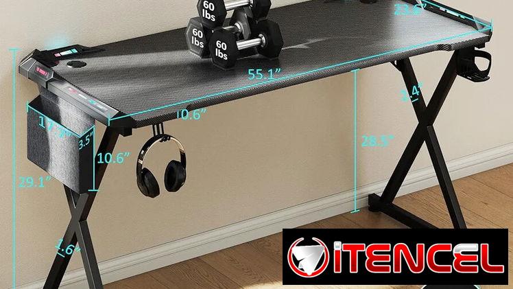 Mesa de escritorio gaming de 47 pulgadas con luces LED