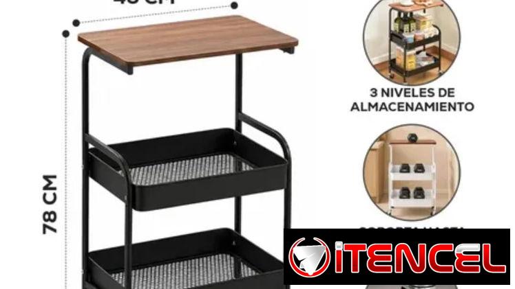 Organizador multifuncional de metal con ruedas  ✅Medidas: 80 cm altura x 30 x 43 cm ancho  🏷️ $30 usd
