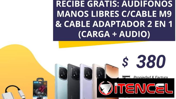 XIAOMI NOTE 14 PRO PLUS + AUDIFONOS MANOS LIBRES C/CABLE M9 & CABLE ADAPTADOR 2 EN 1(CARGA + AUDIO)