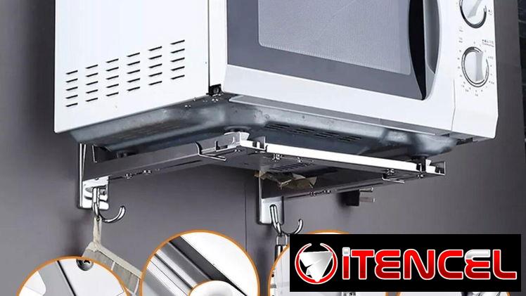 Soporte micro – Estante para horno microondas, estante de cocina, cocina de acero inoxidable 304 plegable para microonda