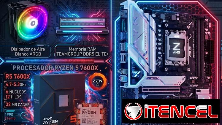 Placa- Asus B650M AYW WIFI  MICRO – RIZEN 5 7600X  RAM 8GB TEAM GROUP 4800 CL40 Disipador ID COOLING