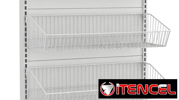 Estante con cestas metálicas (Gris o Blanco) Panel trasero perforado