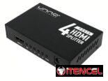 Splitter Unno Tekno HDMI 4K 30Hz 4 Puertos Deep Color 48-Bit Dolby DTS Extensor Señal Plug & Play Con Adaptador