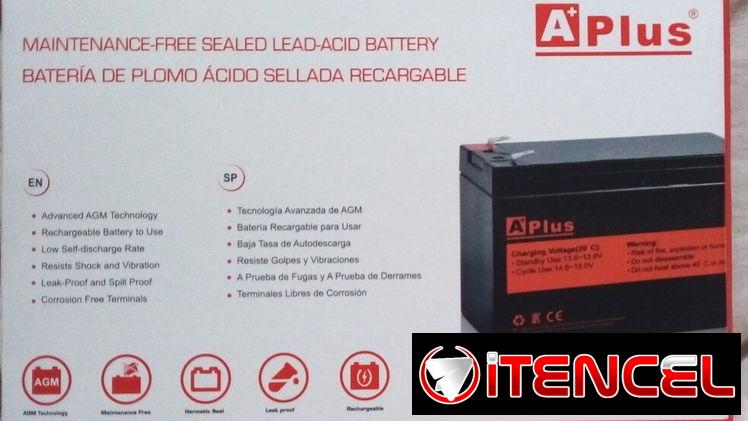 Baterías Aplus en su caja de 12V y 7A