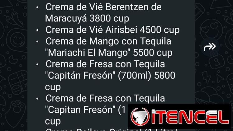 Licores, cremas, rones, whisky y más para Bares, restaurante y cafeterias. WhatsApp 56226068