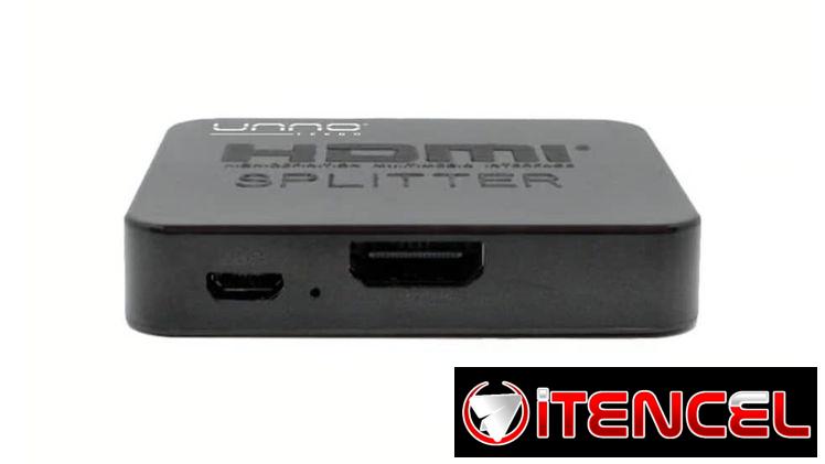 Splitter Unno Tekno HDMI 4K 30Hz 2 Puertos Deep Color 36-Bit Dolby DTS HDCP 2.2 Plug & Play Para TV y Monitores