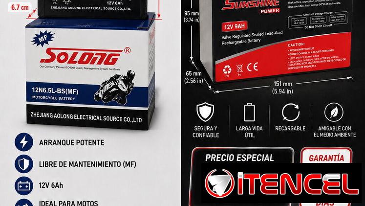 🔋 BATERÍAS DISPONIBLES EN LA HABANA PARA MOTOS Y BAKUPS  🏍️ Batería SOLONG 12V 6Ah para Moto 💰 Precio: 23 USD ✅