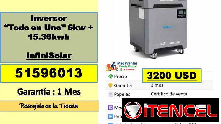 MV-613-Inversor  “Todo en Uno” 6kw + 15.36kwh Infinisolar…3200 USD..51596013…Recogida en tienda