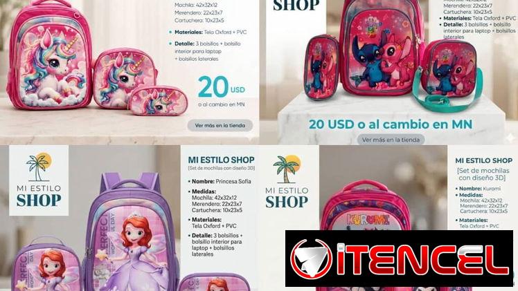 Mochilas, juegos con merenderos y demás de 9, 15 y 20 usd