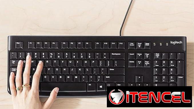 K120 teclado ergonómico de escritorio con cable USB negro, Negro