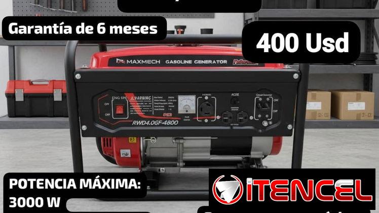 Planta eléctrica a gasolina MAXMECH  3000/2800w, Garantía de 6 meses, Entrega por un mínimo costo adicional de 3 Usd par