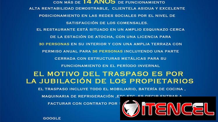 Se vende restaurante en Madrid