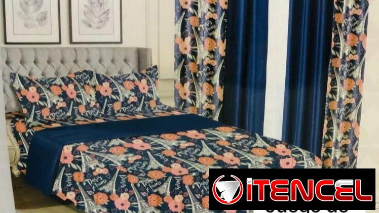 Juego de sábana y cortinas full de 8 piezas (G&L)
