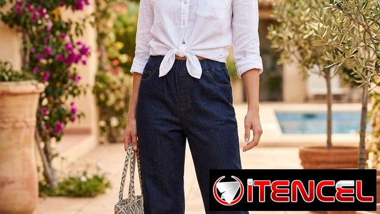 Pantalón Tipo Denim “Azul Índigo Profundo” con Cintura Elástica 25