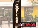 Banderola indicativo de ubicación de cafetería