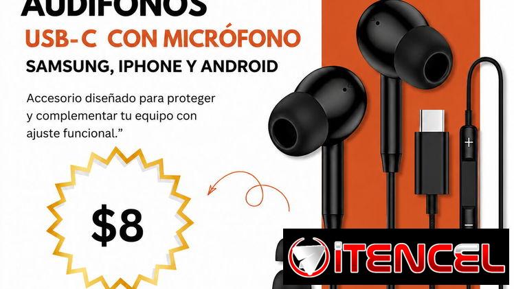 Audífonos USB-C con Micrófono Samsung, iPhone y Android | videojuegoshabana.com