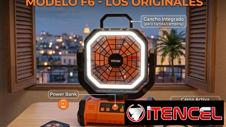 VENTILADOR RECARGABLE MODELO F6( LOS ORIGINALES) DE 20.000MAH,  4 VELOCIDADES, GIRAN, CON POWERBANK, LARGA DURACION