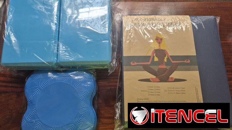 Esteras. Bloques de entrenamientos. Almohadillas de apoyo. Set completo para Yoga y Fitness. Equipaje con lo mejor.