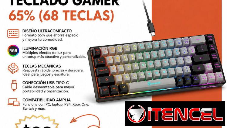 Teclado Gamer GEODMAER 65% RGB 68 Teclas USB Tipo-C en La Habana