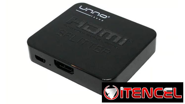 Splitter Unno Tekno HDMI 4K 30Hz 2 Puertos Deep Color 36-Bit Dolby DTS HDCP 2.2 Plug & Play Para TV y Monitores
