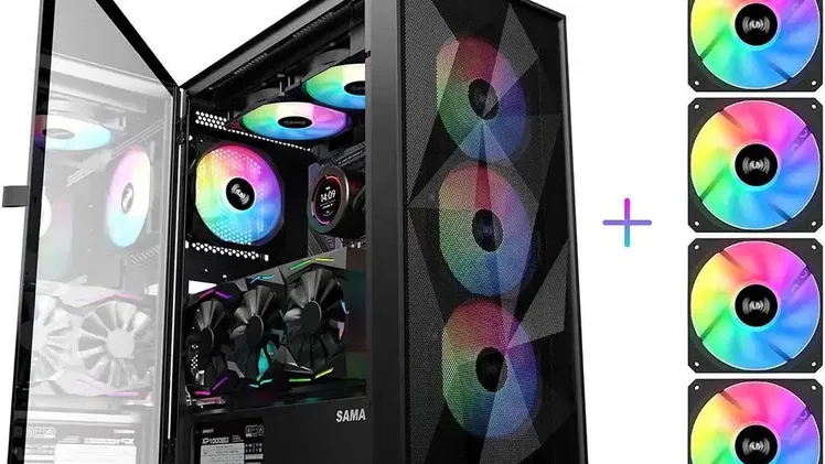 ✅✅52724487 – Chasis Gaming Semi panorámico SAMA 3509 Black + 4 fanes ARGB✅✅
