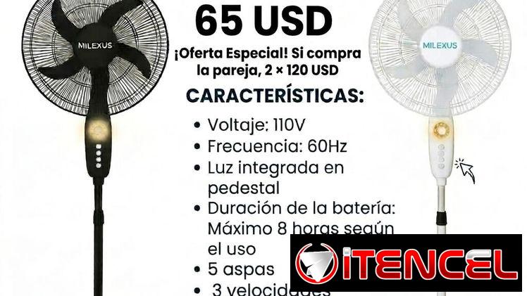 Ventilador Recargable Milexus de Pedestal