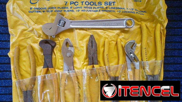 Juego de alicates y pinzas más llave de ajuste 10 “stanley “