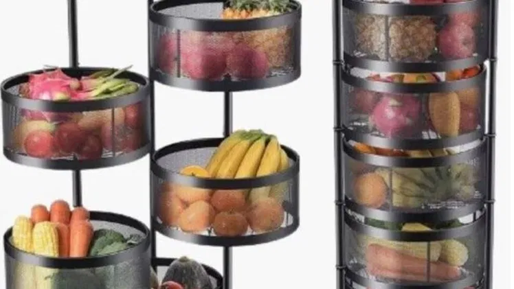 🍅Organizador metálico giratorio de 5 niveles  ✅Medida: 90 cm altura x 36 cm ancho.  🏷️$55 usd  – Disponibles en 🤍🖤