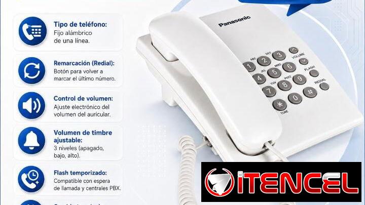 Teléfono Blanco Panasonic KX-TS500LX1W ($20)