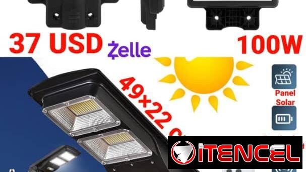 REFLECTOR DE EXTERIOR SOLAR – 100W, IP66, Control Remoto – 37 USD