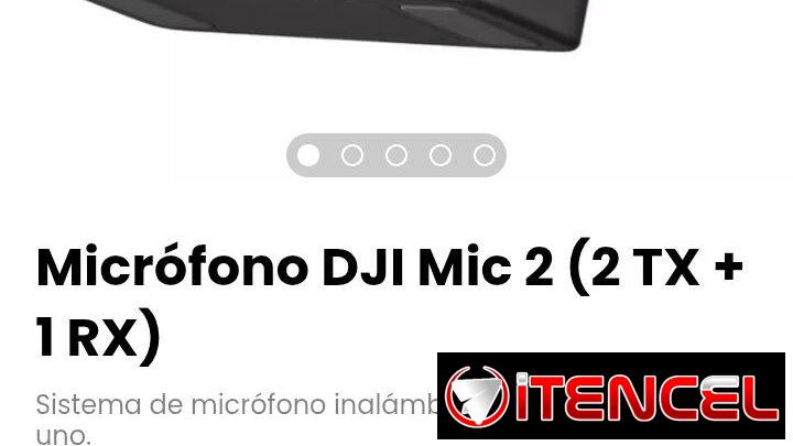 Micrófono DJI Mic 2 (2 TX + 1 RX). Incluye 2 transmisores, 1 receptor y estuche de carga inteligente.
