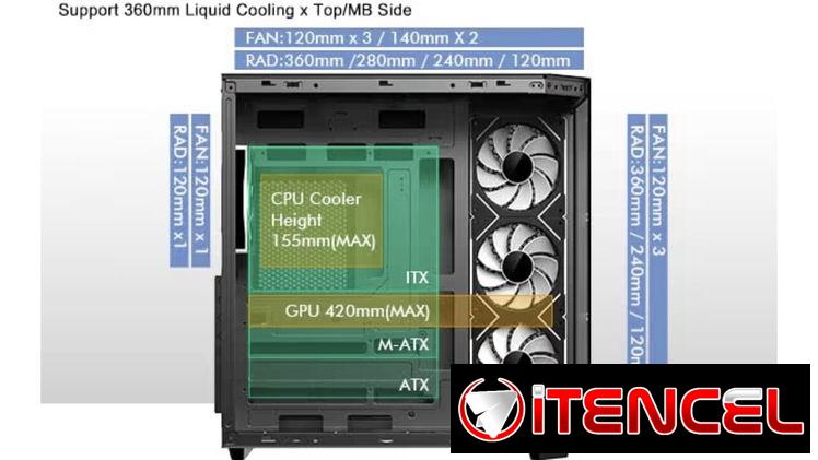 Chasis ATX de vidrio templado y 4 ventiladores