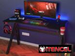 🎮🖥️ MESA GAMING 47″ BESTOFFICE FIBRA DE CARBONO ROJA CON PORTAVASOS Y SOPORTE AURICULARES ENVÍO DISPONIBLE* + GARANTÍA