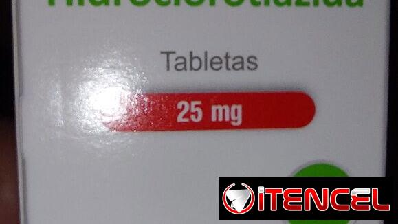 Hidroclorotiazida, frasco con 20 tabletas de 25mg