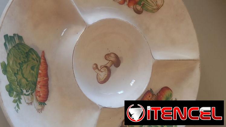 Cenicero fuente plato vegetales porcelana